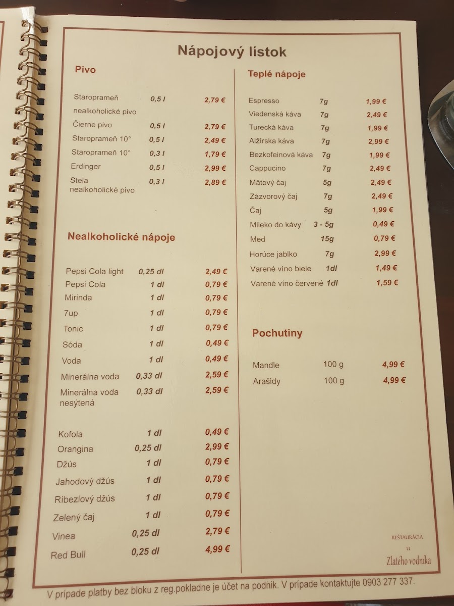 Menu U Zlatého Vodníka-9
